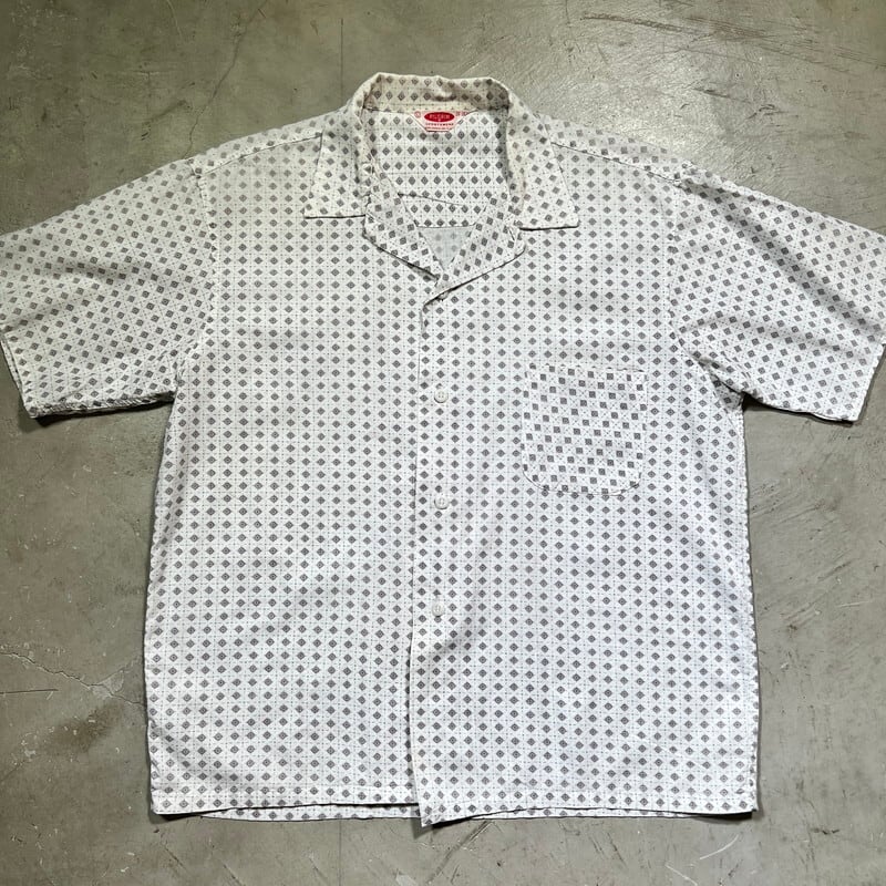 50's 60's PILGRIM ピルグリム オープンカラーシャツ 半袖 開襟 コットン 小紋柄 SEARS シアーズ ストアブランド Lサイズ 希少 ヴィンテージ BA-1833 RM2252H