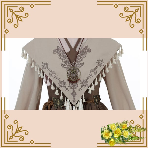 ♦フリンジ付きレトロブラウンドレス♦trnd037