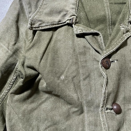 40s グリーン コットンツイル メタルボタン フレンチワークジャケット 詳細写真15