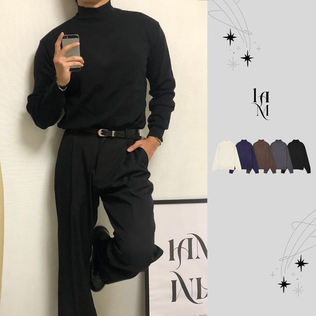 Minimal Ribbed Turtle Neck knit (5color)