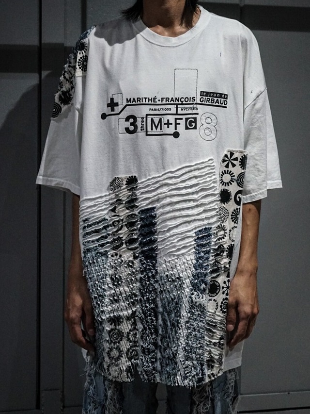 【add (C) vintage】"Original Remake" "MARITHE FRANCOIS GIRBAUD" × Slash Quilt Design Loose S/S T-Shirt