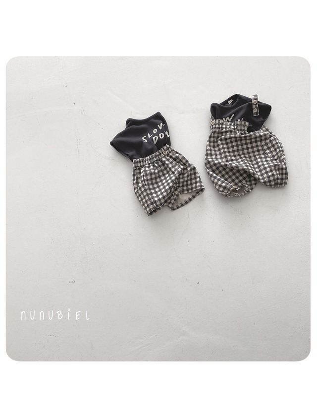 【即納】nunu biel / baby /checkerboard romper