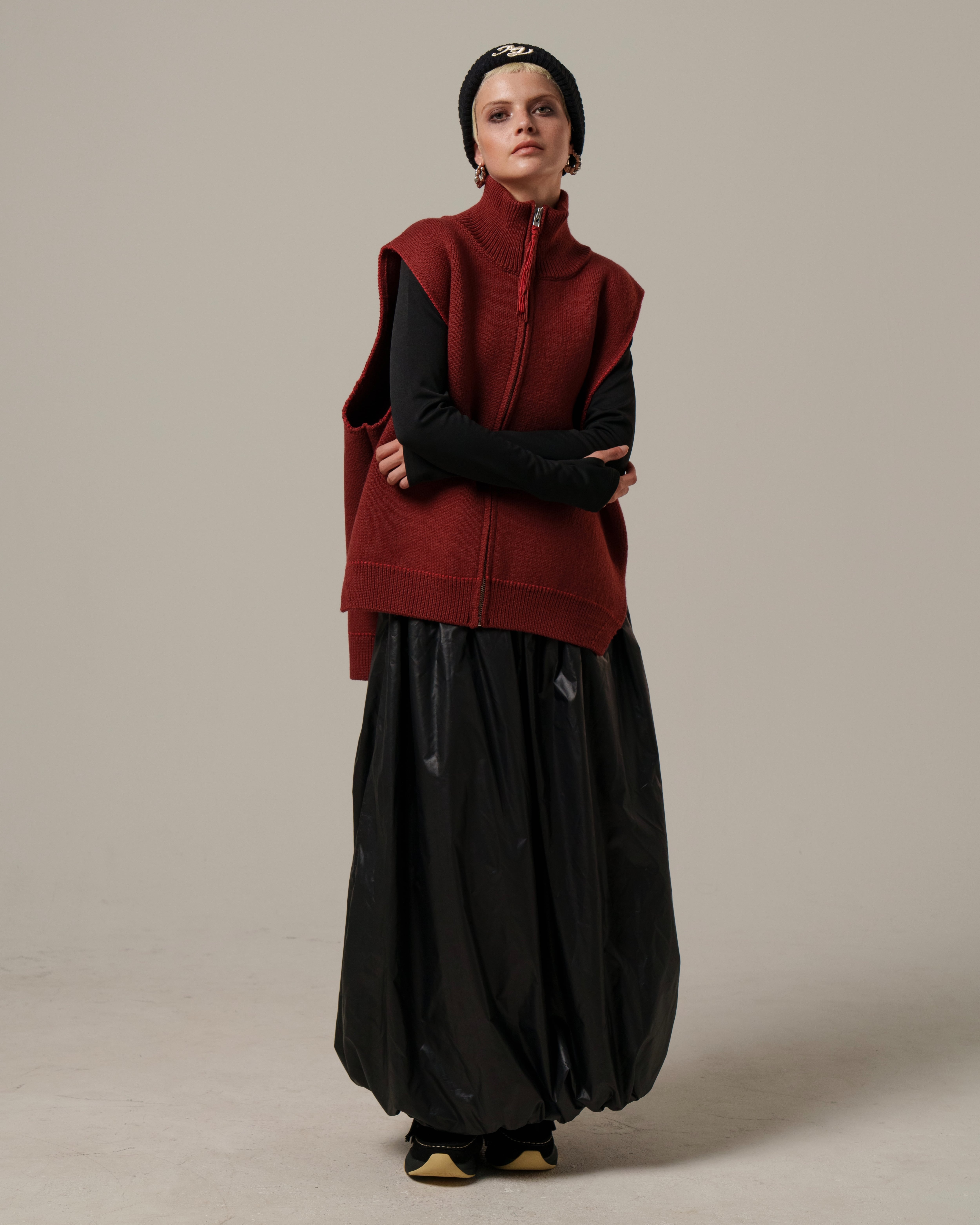 ラスト1点 | Fringe knit Vest - Orange | AMBERGLEAM