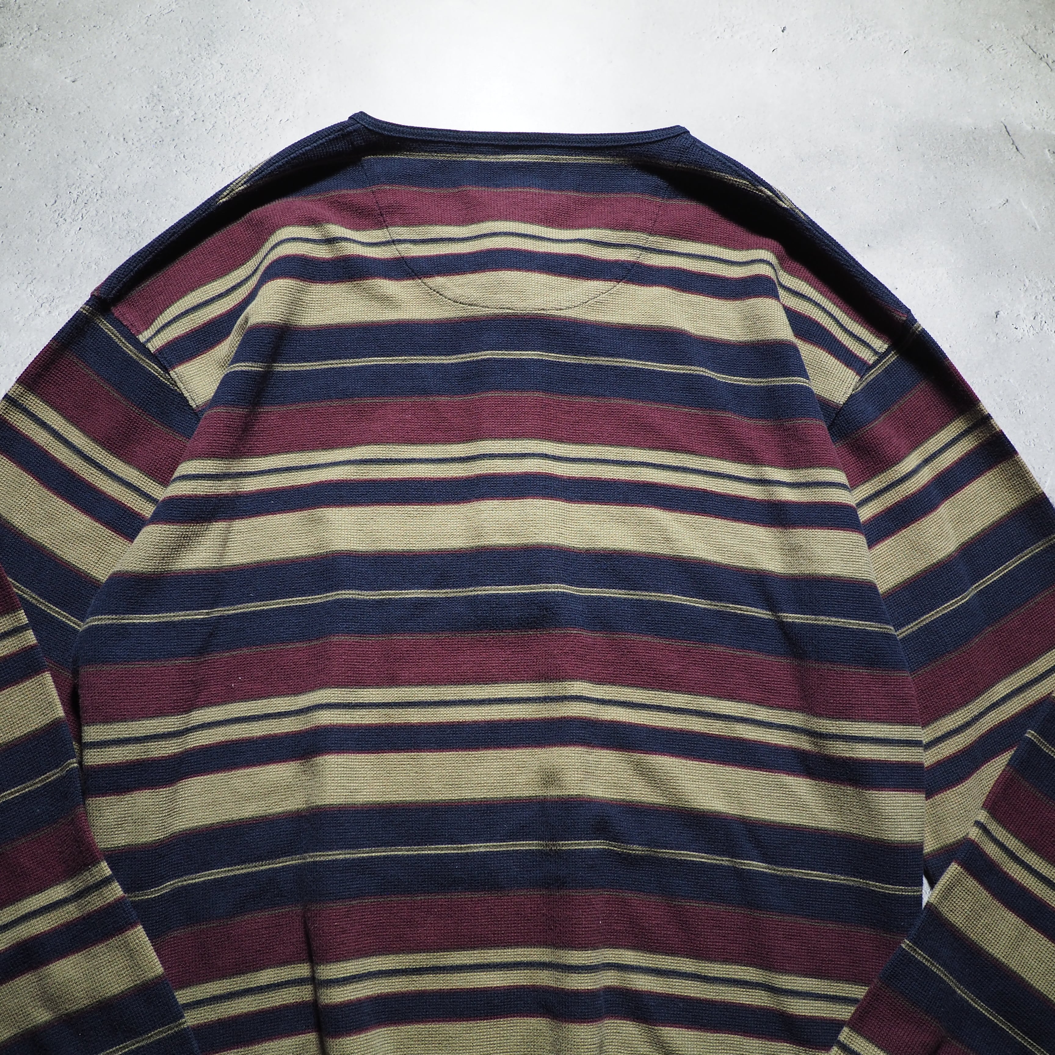 ” Eddie Bauer ” Irregular fat boarder pattern long sleeve Tee