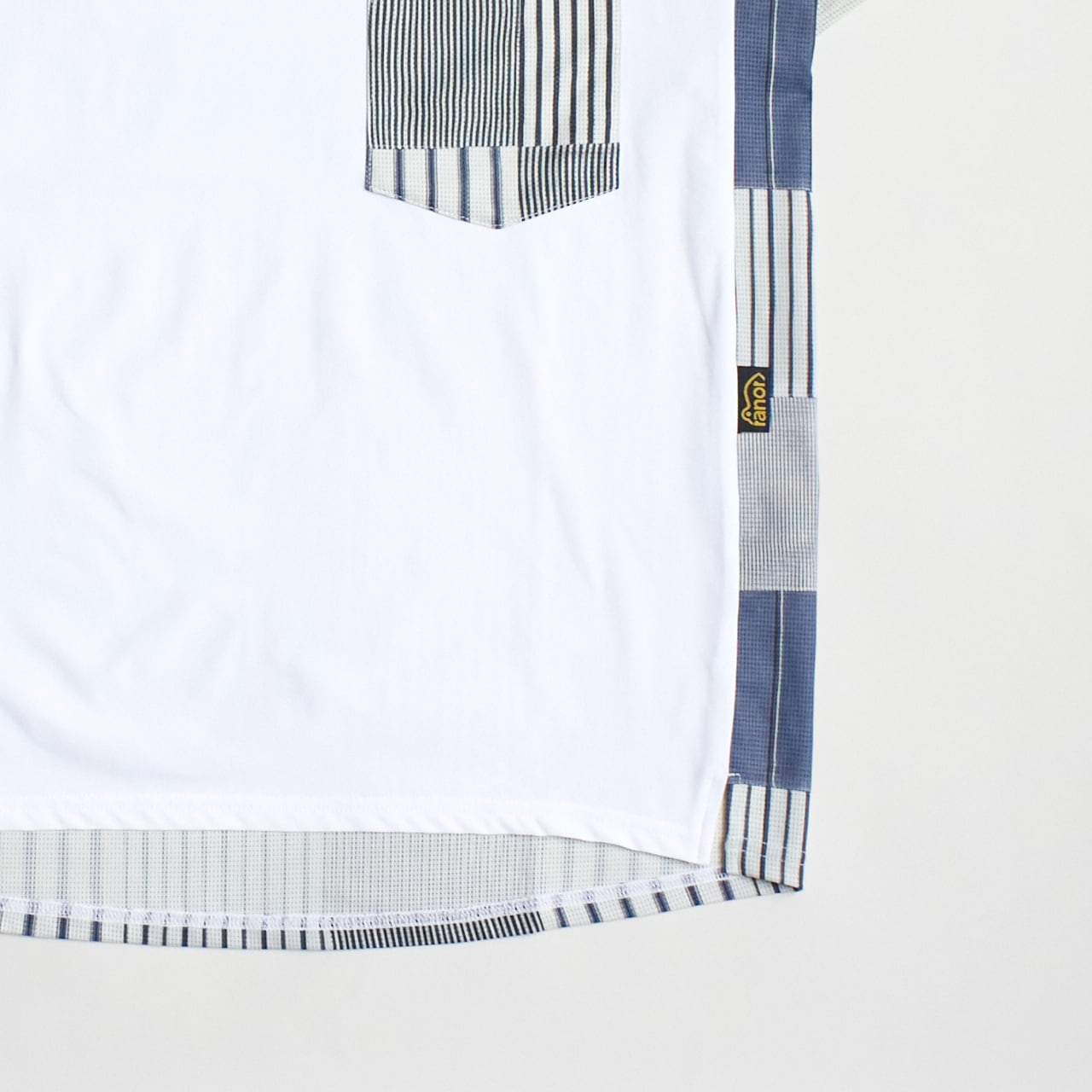 ranor（ラナー）STRIPE PW T - BLACK ストライプパッチワークTシャツ