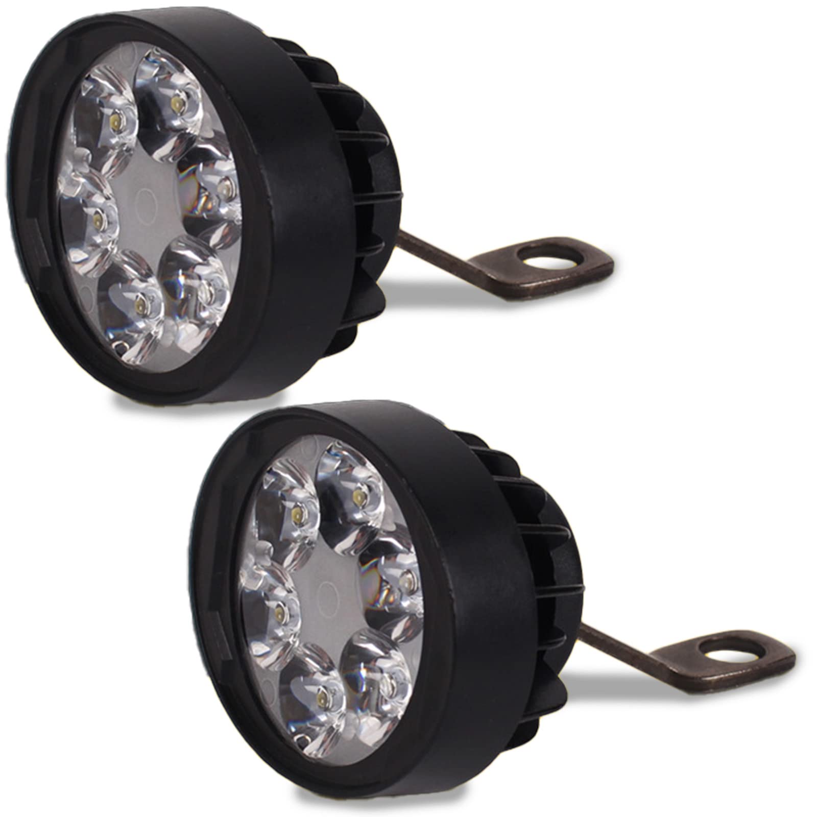 Meliore LED フォグランプ バイク 用 ハンドル ボールジョイント 調整 6LED フォグ M10 10mm ステー 付き ミラー 共締 取付 汎用 2個 セット