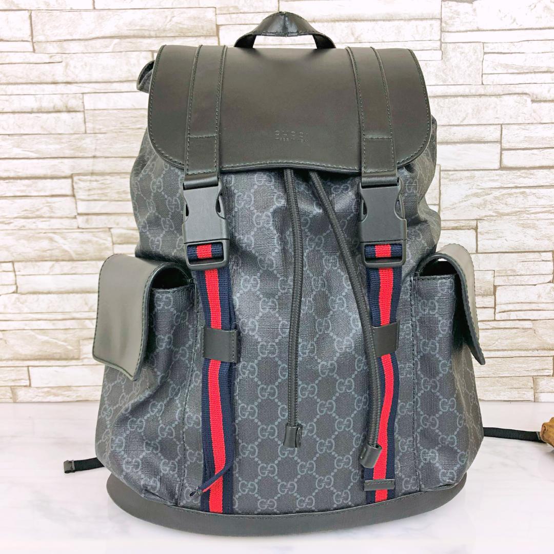 美品】GUCCI GGスプリーム キャンバス バックパック リュック 美品】GUCCI GGスプリーム キャンバス バックパック リュック
