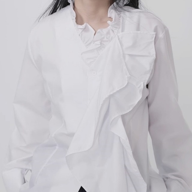 Stand collar ruffle blouse C0809