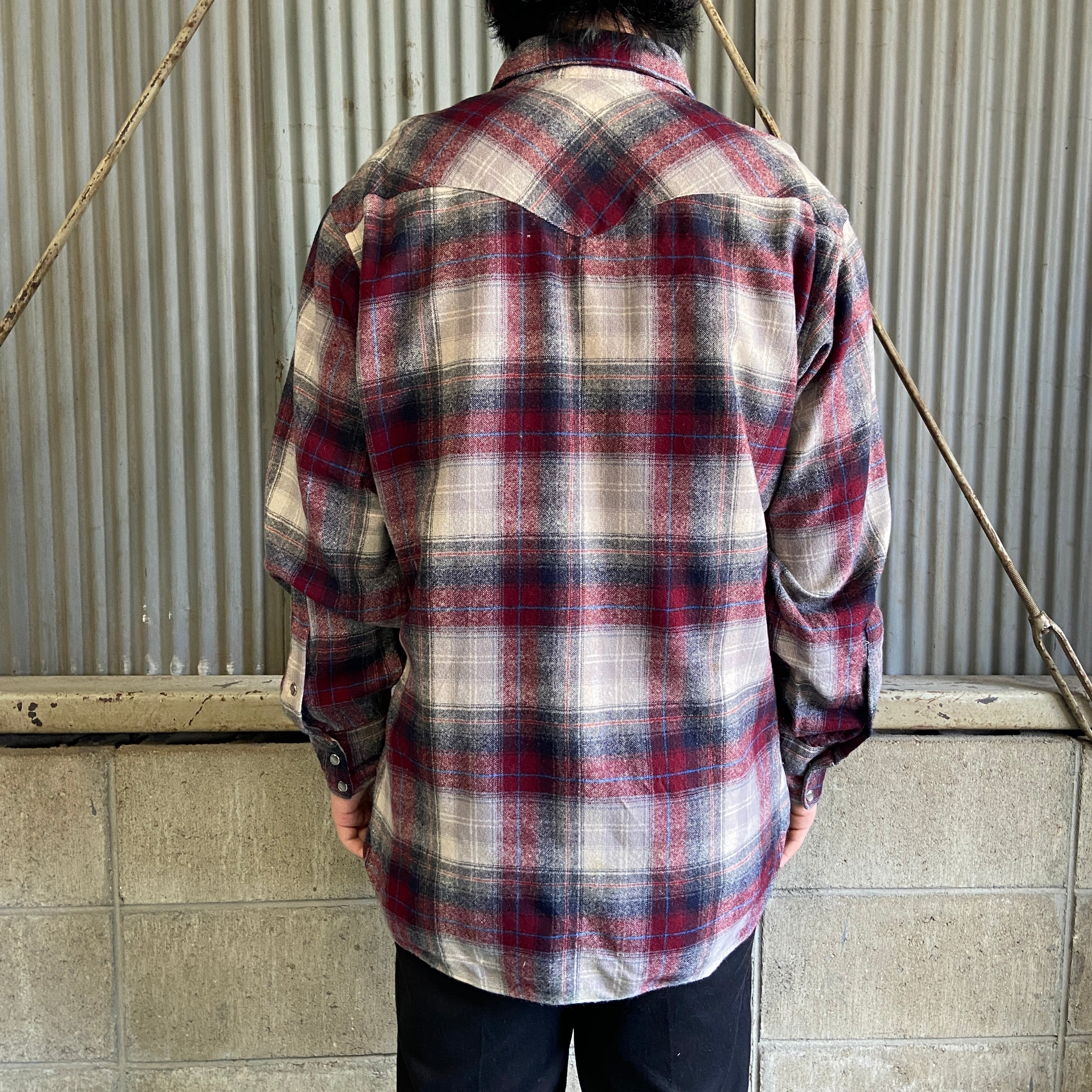 60S 70S　PENDLETON　オンブレチェック　ウールシャツ　USA製