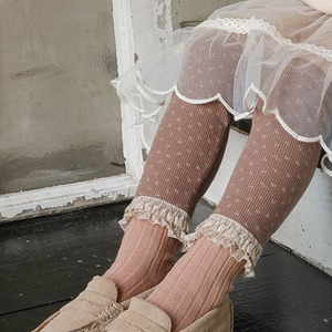 秋花柄フリル裾レギンス