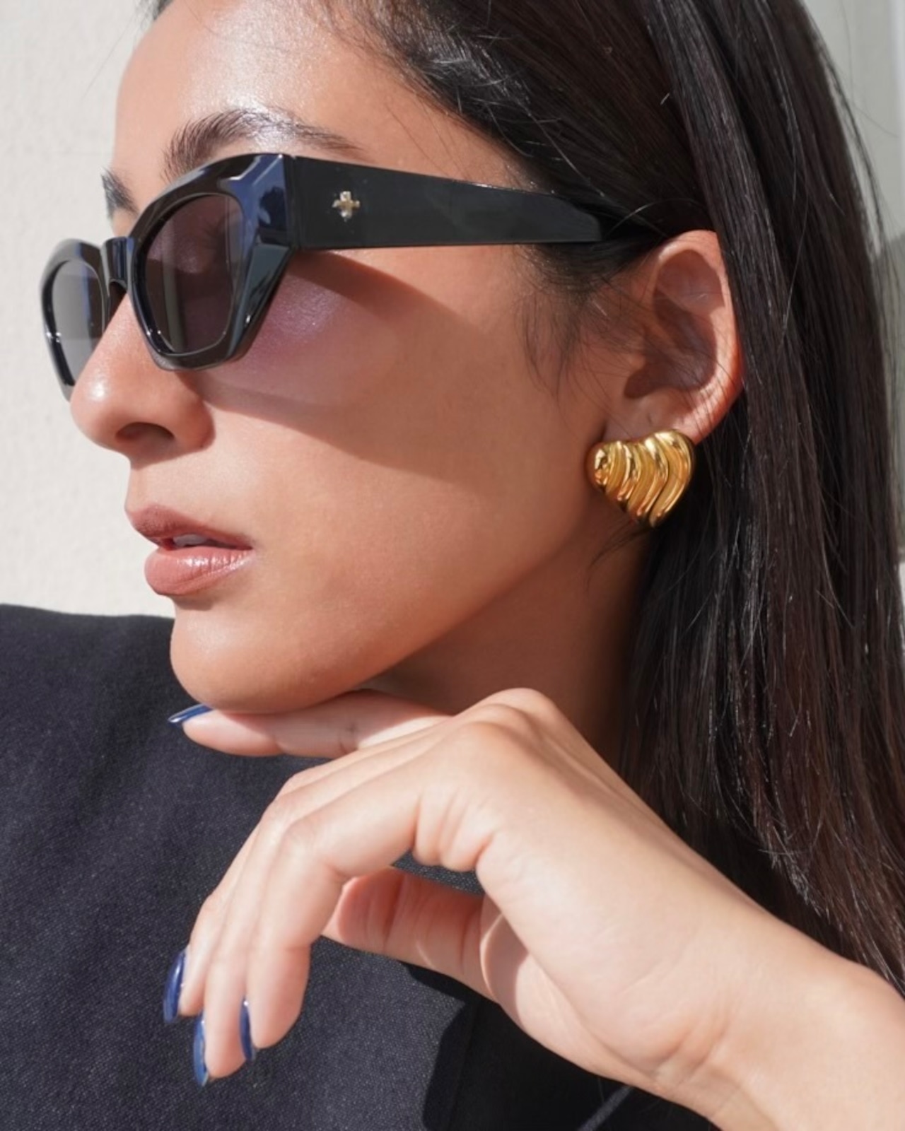Croissant Heart Studs