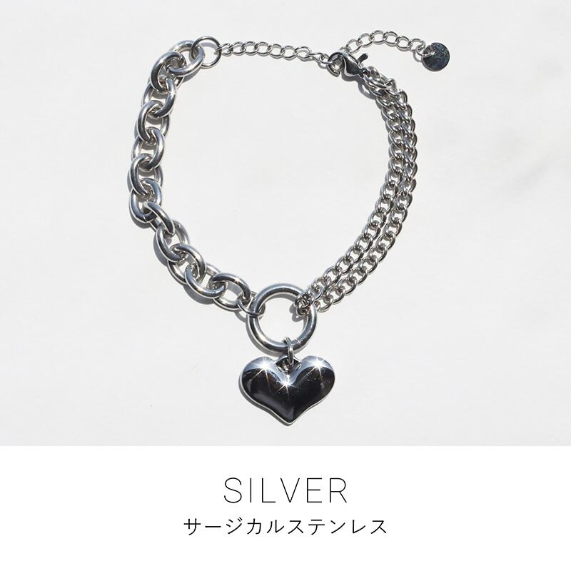 ネコポス便】ブレスレット ハートダブルチェーンブレスレット