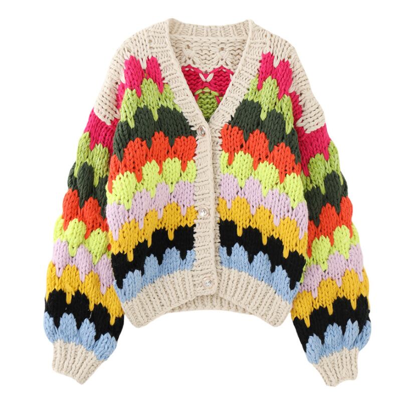 White Pop Wave Knit Cardigan S0176