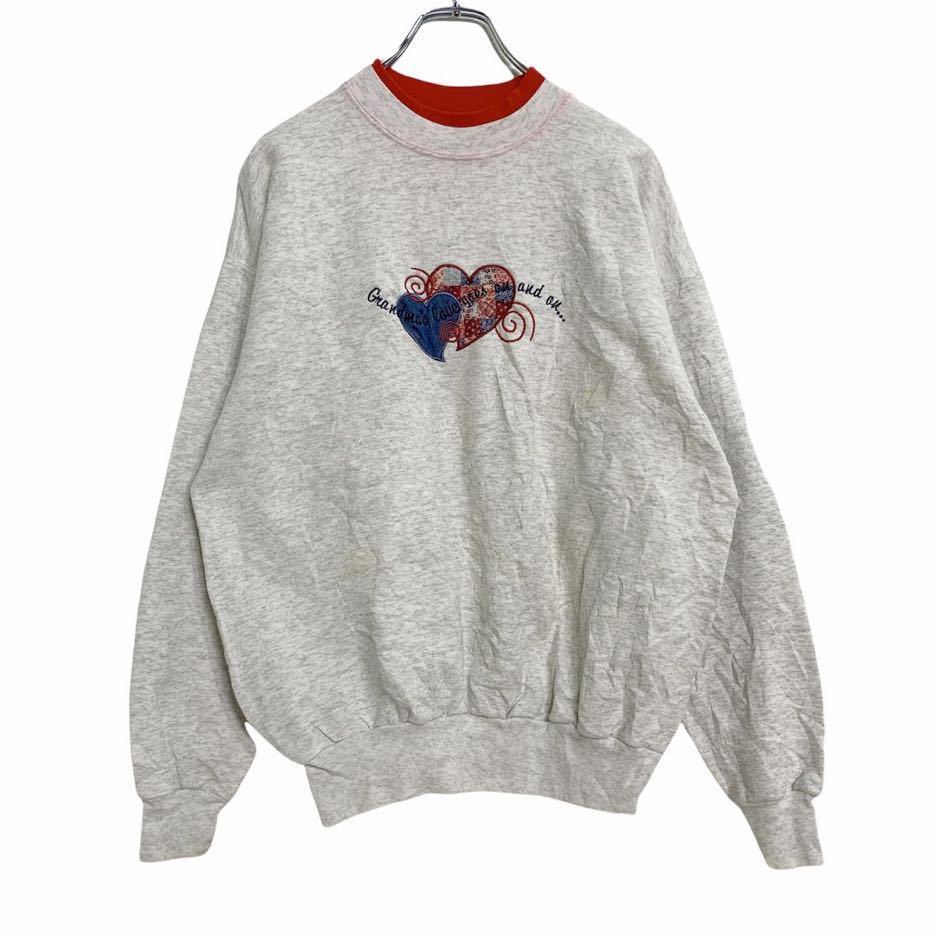 M&C ダブルネック スウェットトレーナー ウィメンズ M グレー レッド