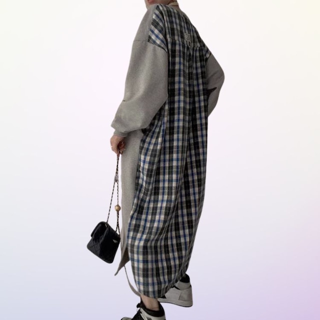 バックチェック切替 ロゴスウェットワンピース　B0290