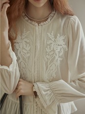 Ancien Velour Lace Frill Blouse F0842