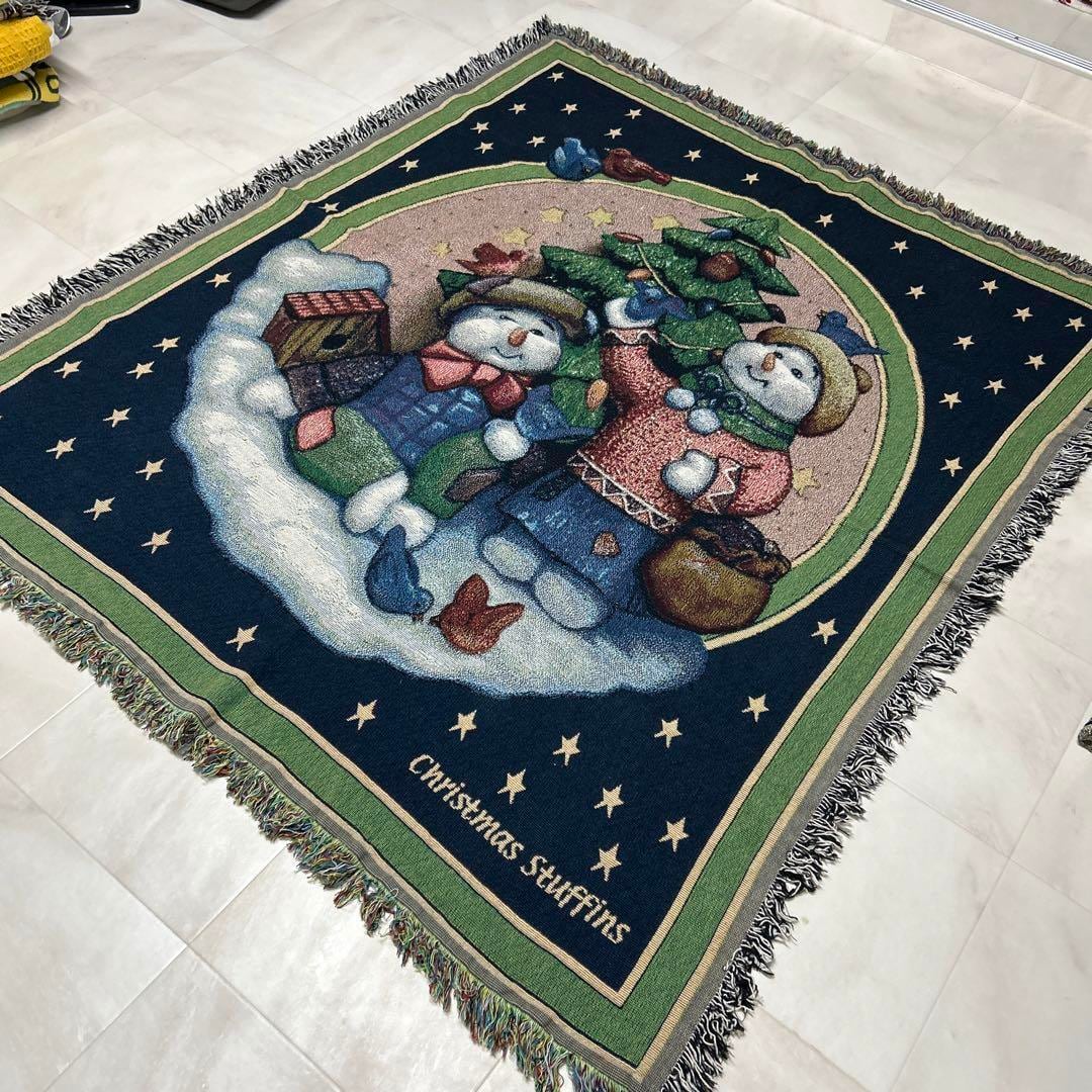 猫 クリスマス マルチカバー ソファーカバー ヴィンテージラグ 180x123