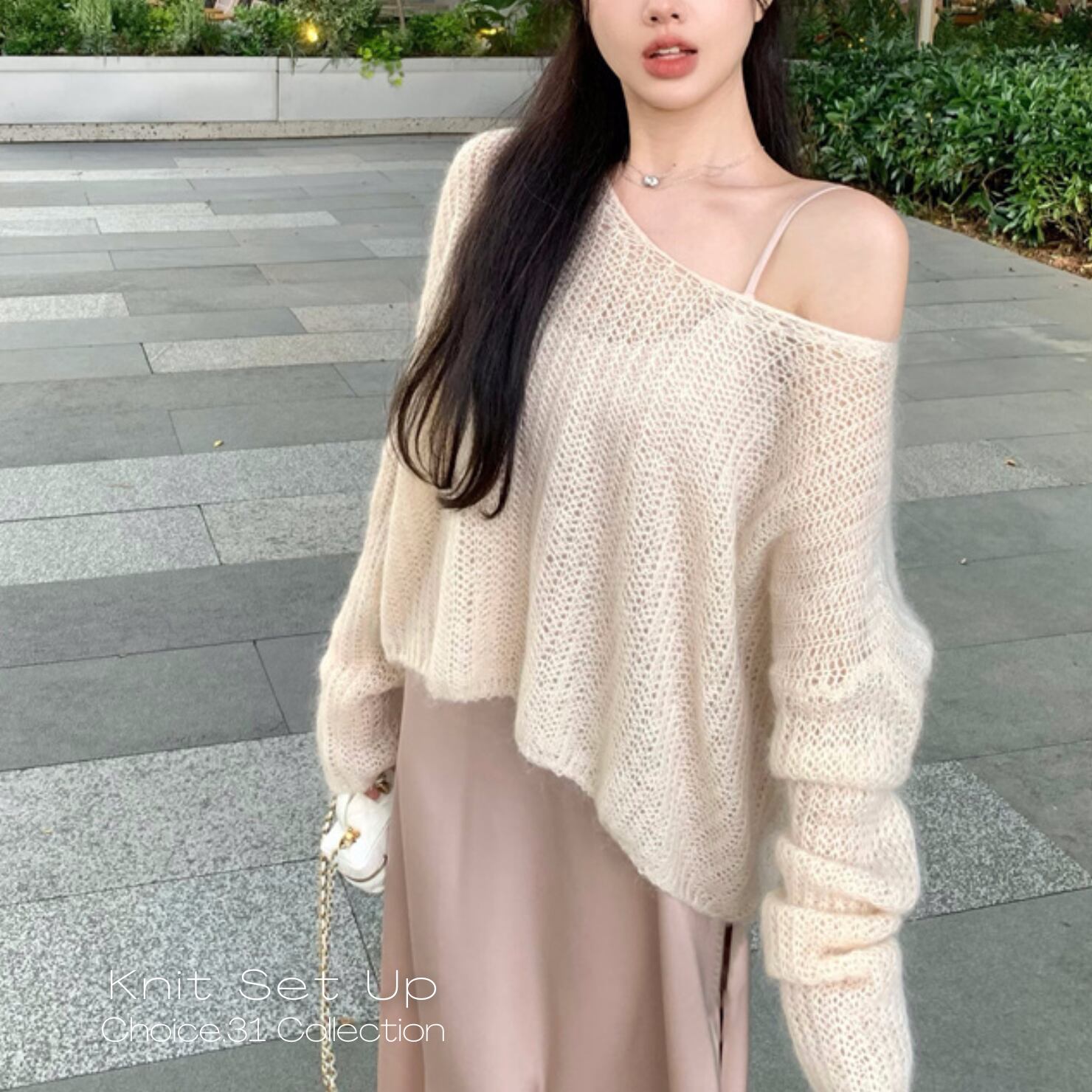 即納m オフショルダー ニット サテン キャミソール ワンピース 2点セット レディースファッション Choice 31 レディースファッション通販