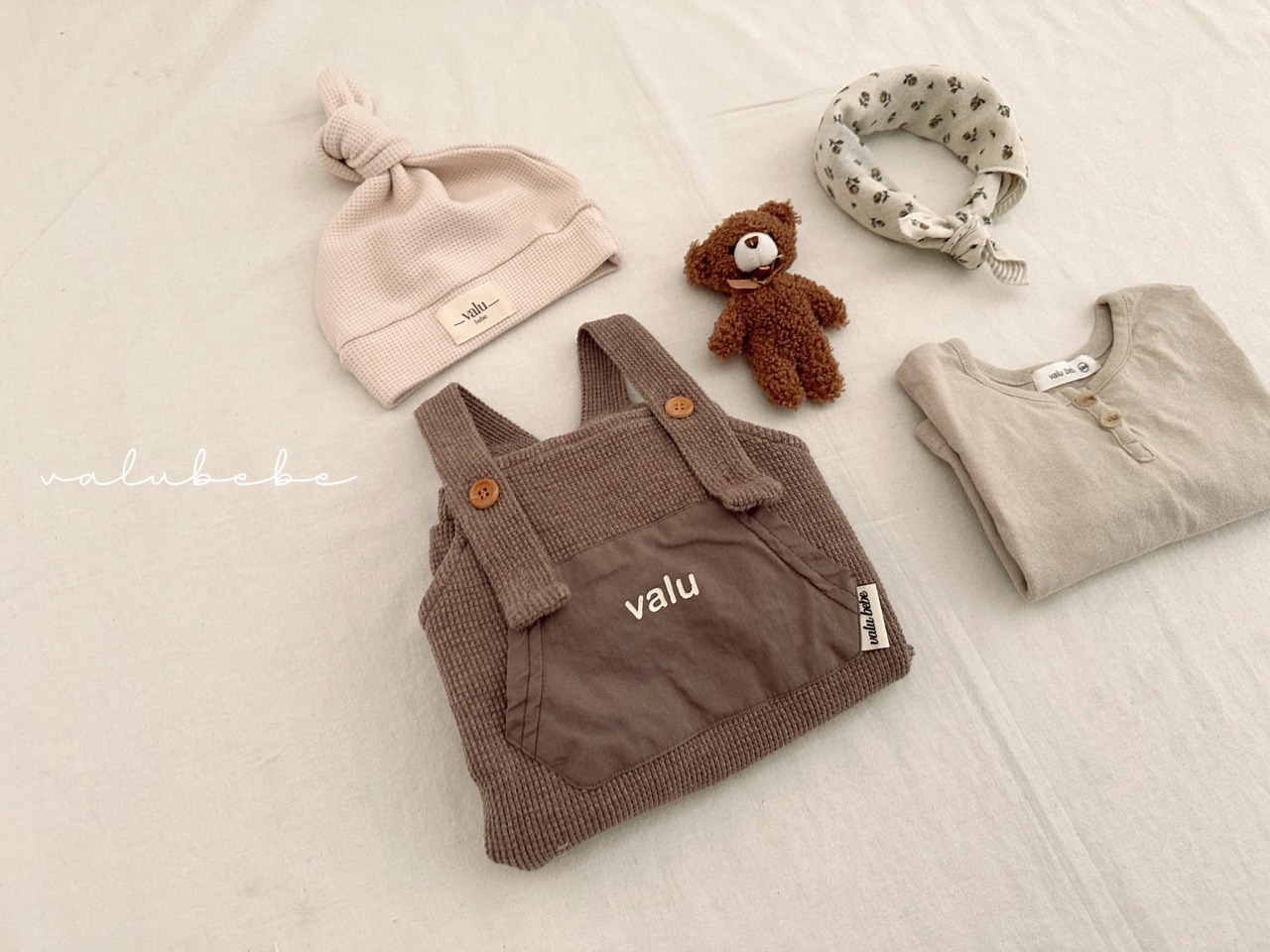 【valu bebe】ワッフルサロペット ココア 70〜80cm - 7