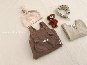 【valu bebe】ワッフルサロペット ココア 70〜80cm