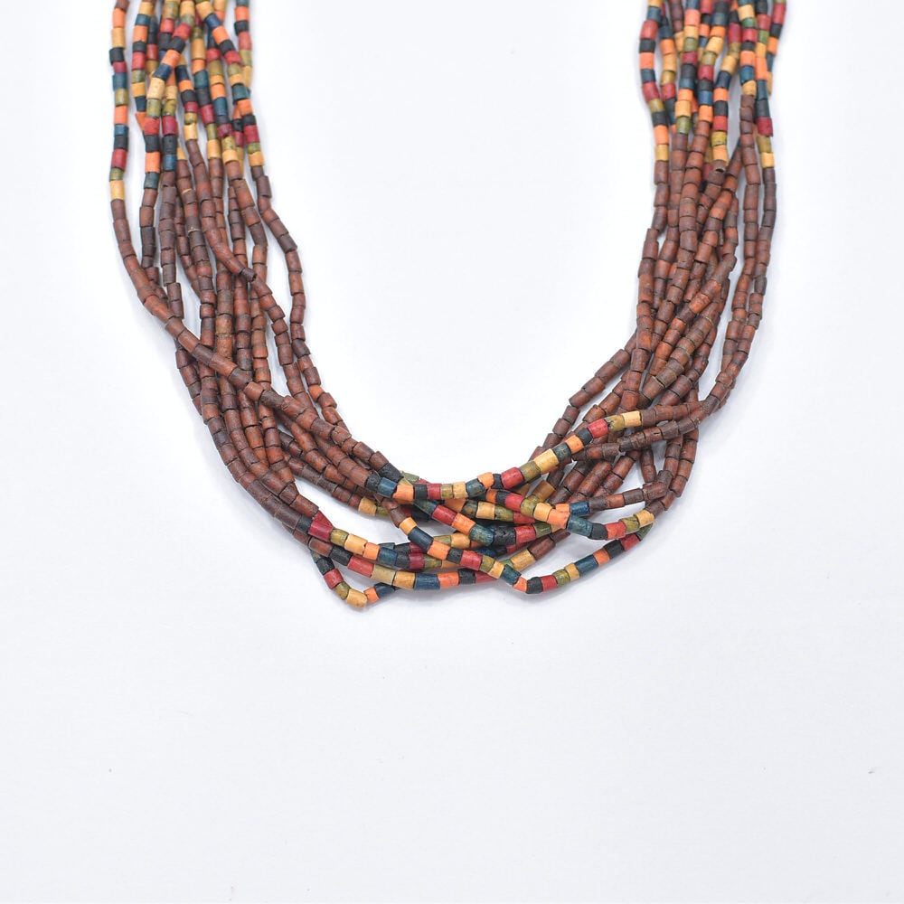 Used ウッドビーズ 多連 ネックレス チョーカー エスニック フォーク