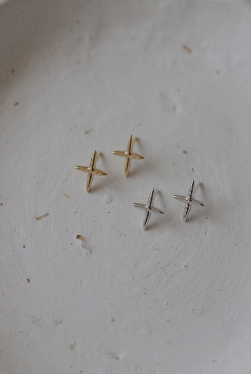 ミニマルクロス シルバーピアス Silver925