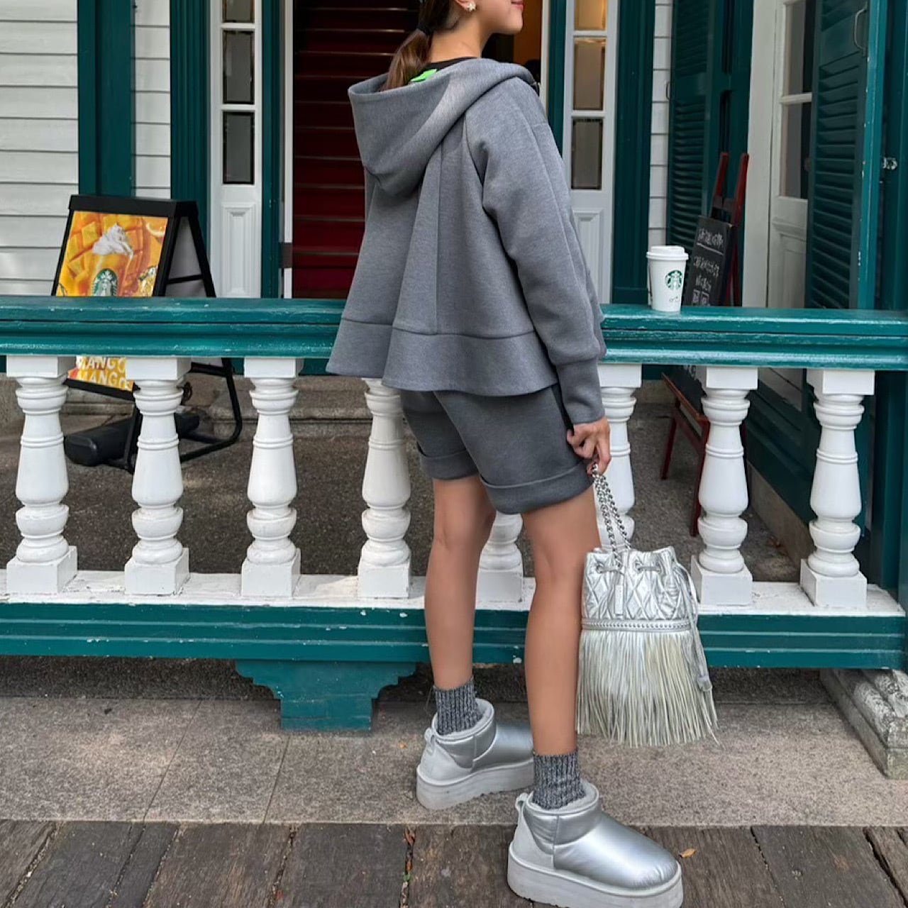 ボンディングショートパンツ(グレー) | LINKABLE