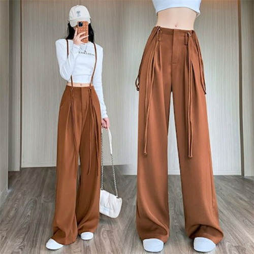 タックワイドパンツ フレアパンツ ワイドパンツ レディース バギーパンツ イージーパンツ 2way サロペット ロングパンツ 春 秋 夏 スラックス ロング丈 ストレート ハイウエスト 上品 きれいめ