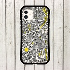 受注生産 iPhoneケース 白黒街区の細密都市地図｜マップアート UMAP018B