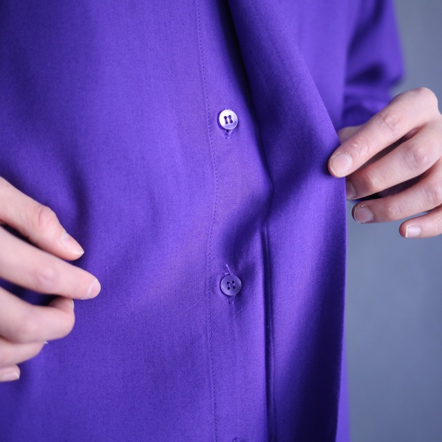 "刺繍" fly-front minimal design violet shirt