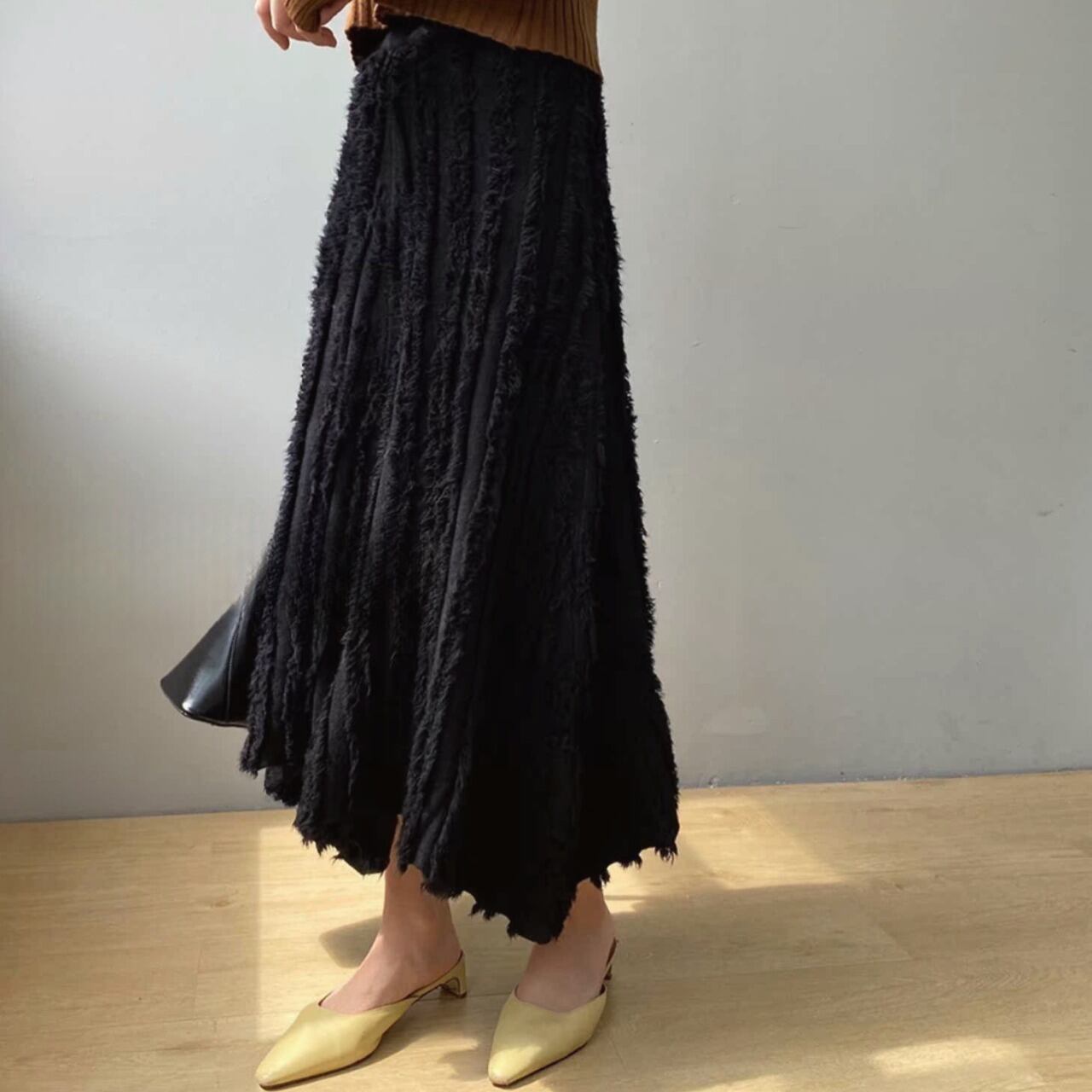 フレアニットアシメロングスカート 00029