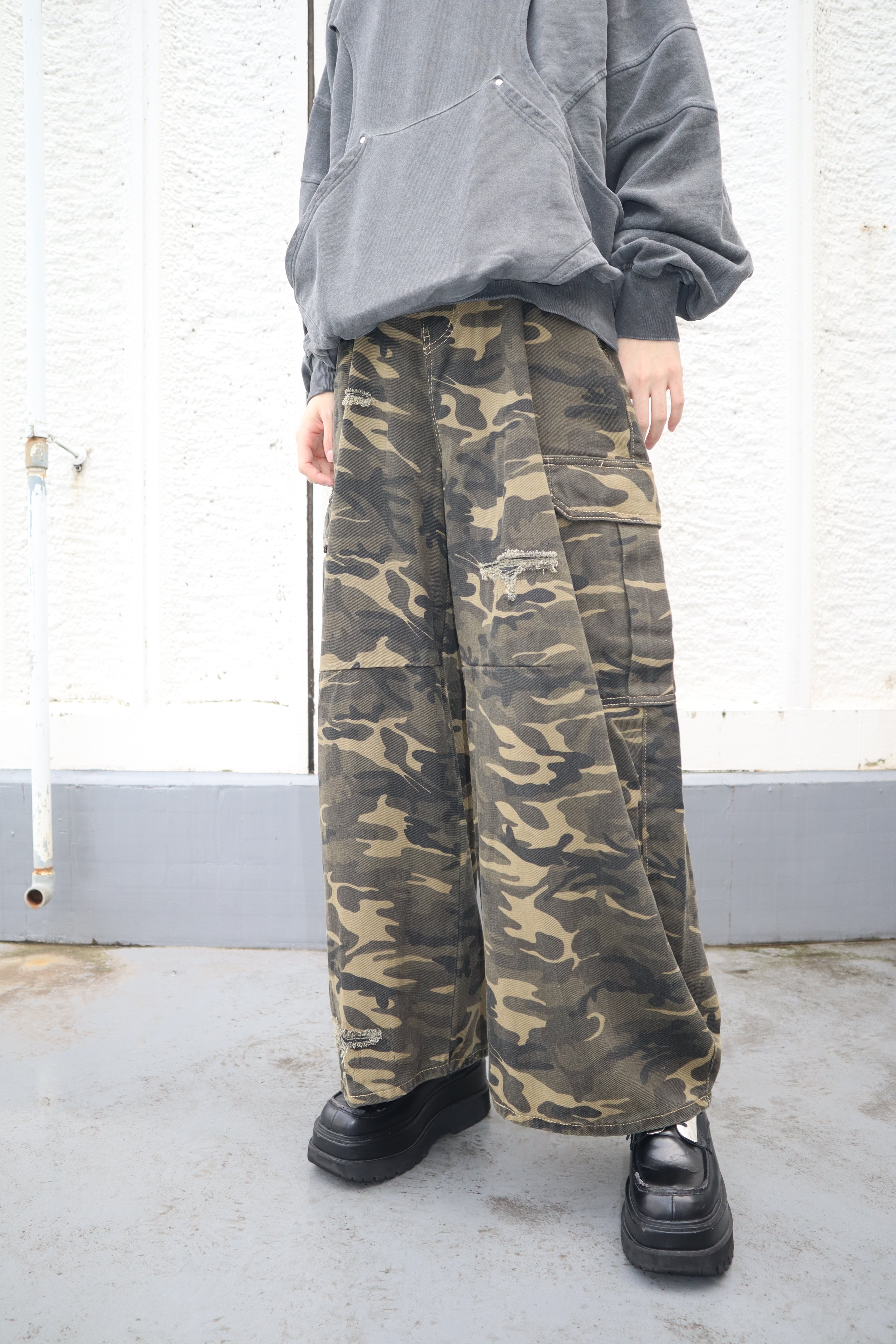 カモフラワイドカーゴパンツ グランジ ストリート | 韓国系ユニ