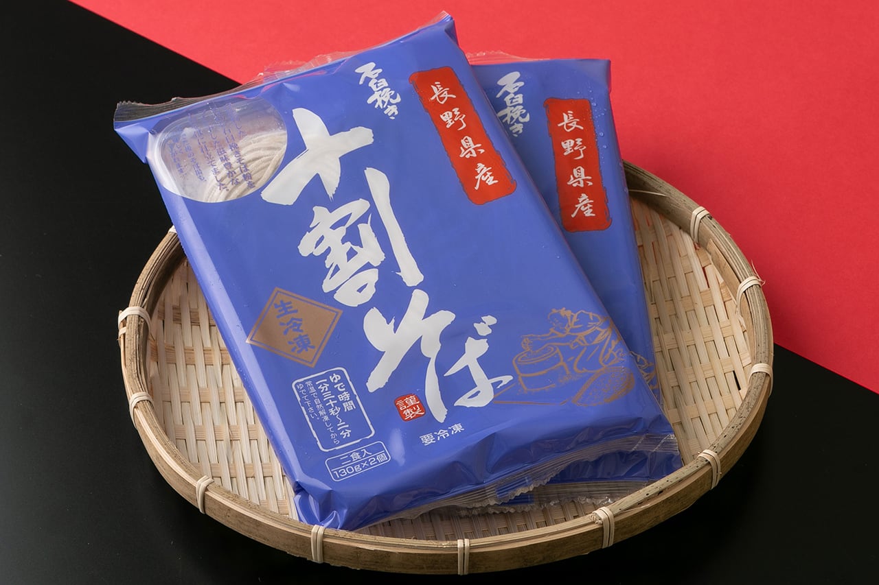 生冷凍 長野県産石臼挽き十割そば（130g×2）×4パック、つゆ付 | 蕎麦の