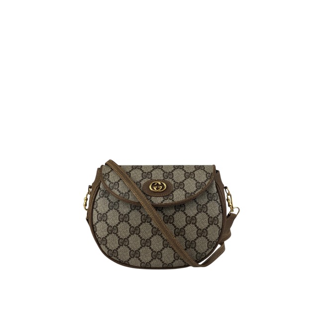 GUCCI グッチ GGプラス ショルダーバッグ ベージュ PVCレザー ラウンド ミニバッグ vintage ヴィンテージ オールド ku752d