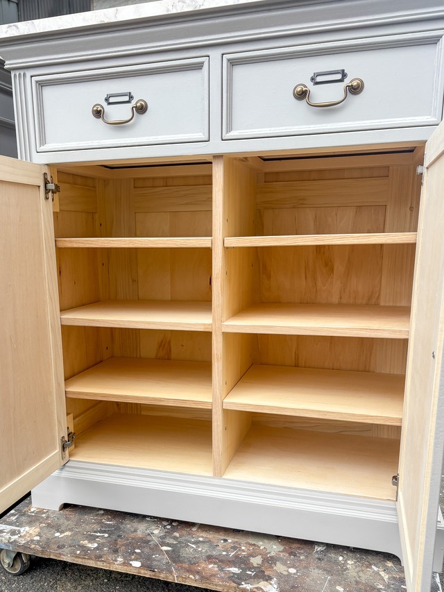 両面化粧間仕切り兼収納キャビネット (大理石天板・アンティーク調家具)W900 輸入住宅向け家具