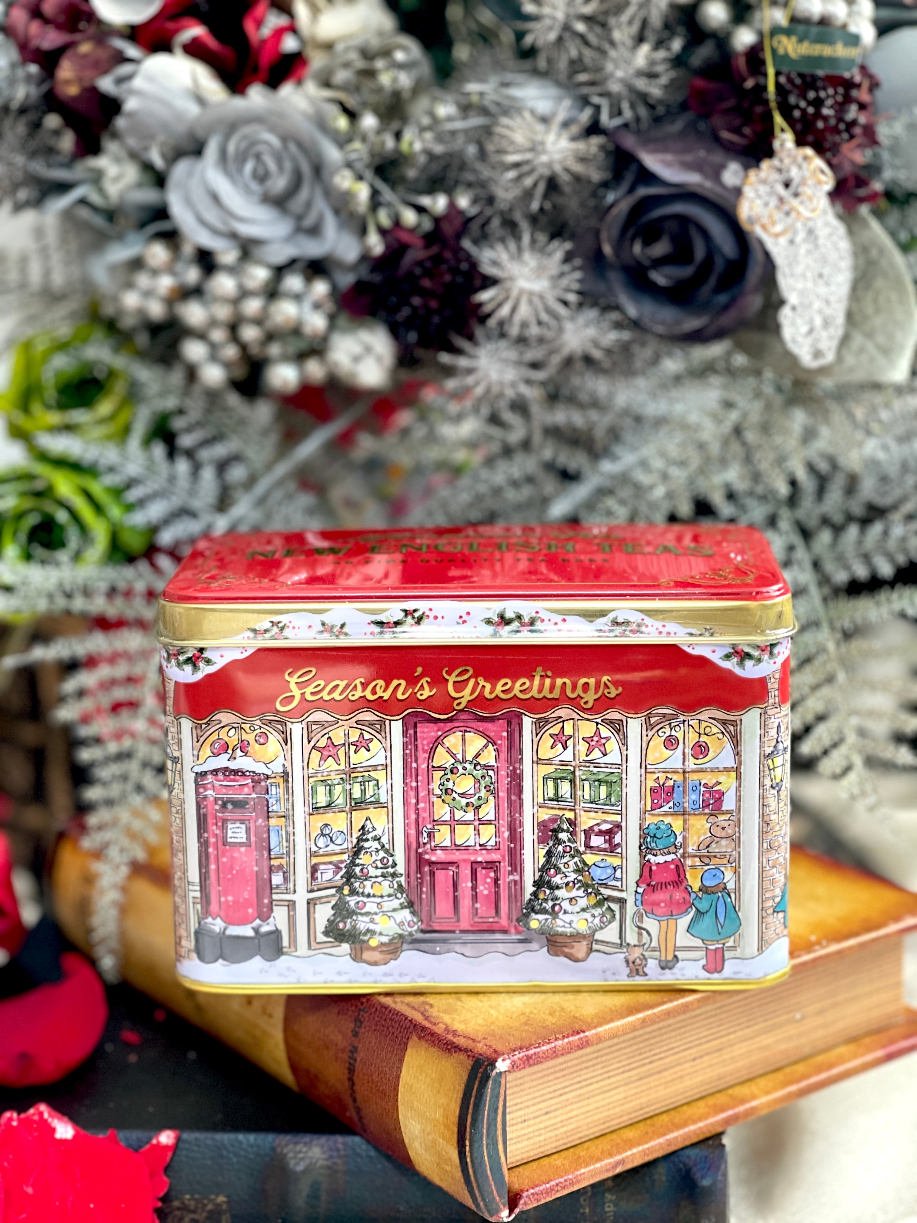 ◆クリスマス◆グリーティング◆ショップ缶◆紅茶缶◆new english teas◆英国製◆
