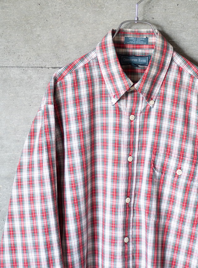 "CHRISTOPHER HAYES" 1980s Tartan plaid B.D. shirt