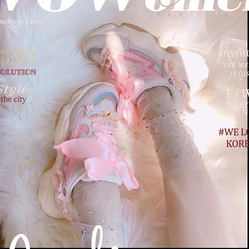 ピンク スニーカー 靴 リボン スニーカー ブラック ガーリー 姫