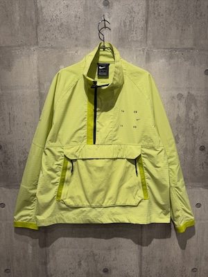 NIKE ナイキ ハーフジップ アノラックジャケット XL 蛍光イエロー リップストップ スウッシュロゴ