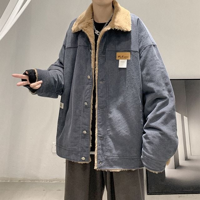 予約販売】ボアブルゾン アウター コーデュロイ もこもこ グレー