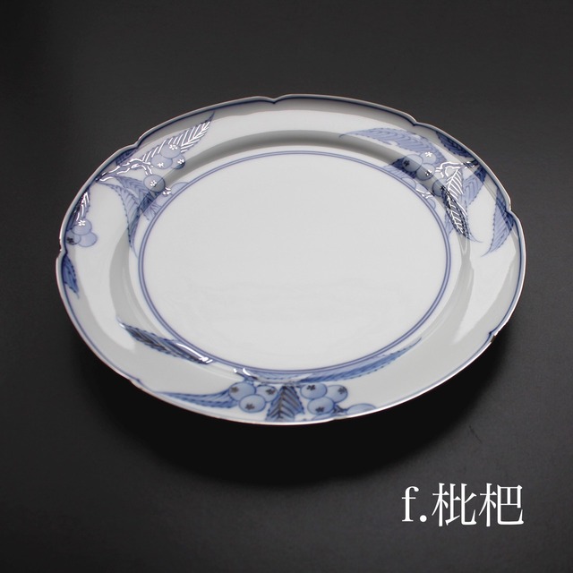 平戸松山窯　プラチナ付六彩花23プレート皿（地紋なし）