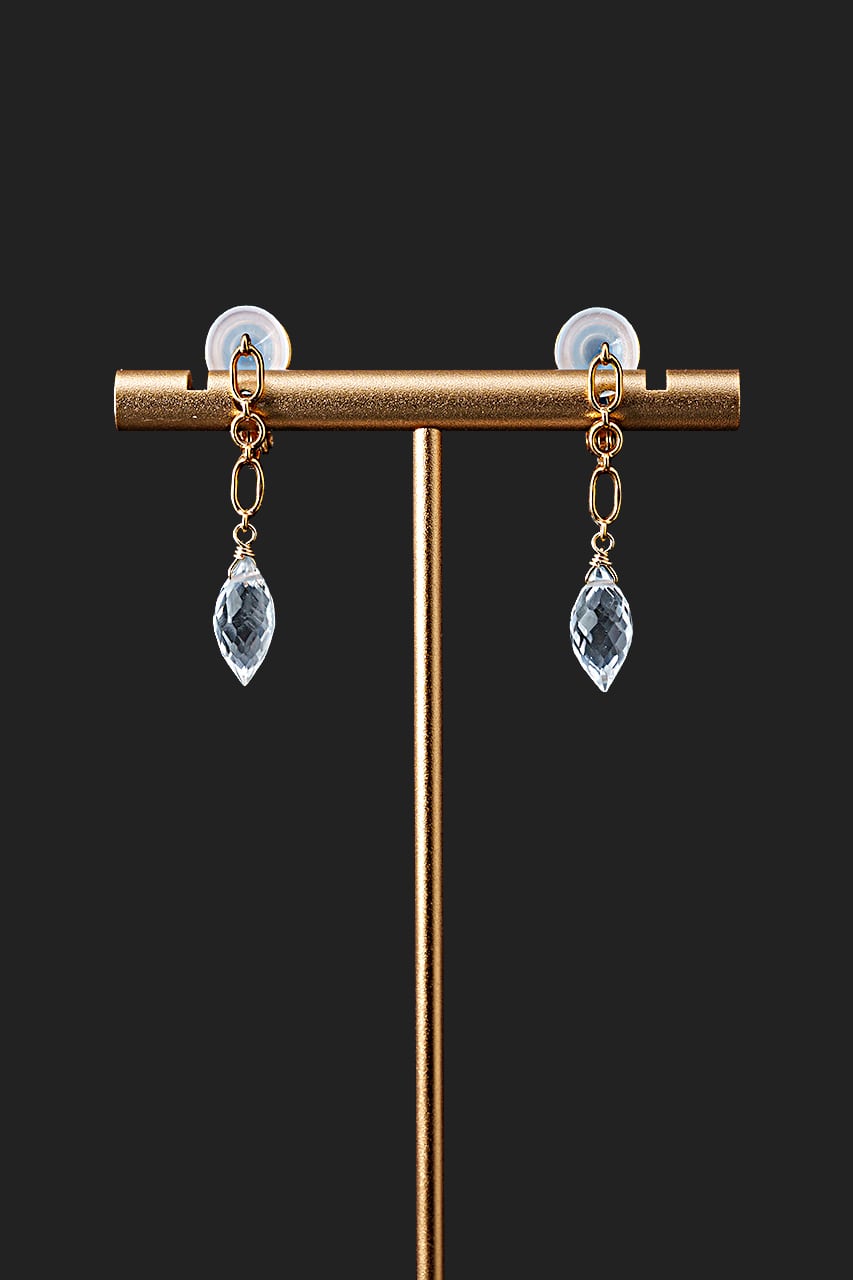 マルモ♦︎ジュエリー品質！14kgf水晶コンケーブカットピアス 345e65cae478227d5699f121849d41