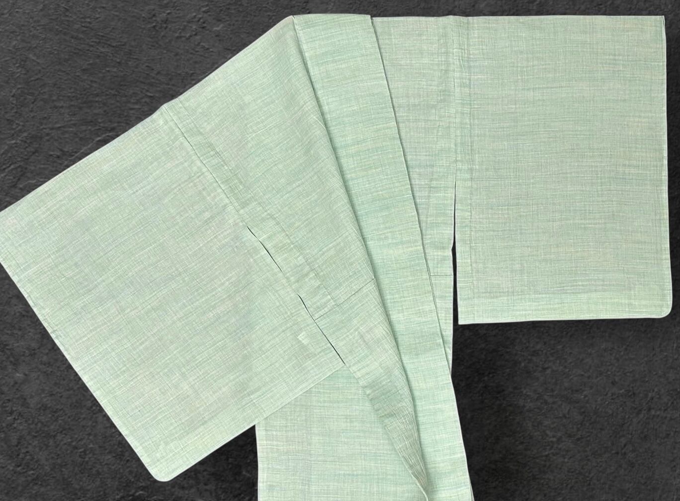 夏物 近江ちぢみ 新品 さわやかなグリーン系 証紙・ 反端つき 裄丈 69