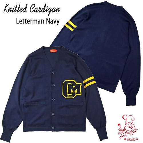 カーディガン Knitted Cardigan Letterman Navy ネイビー UNISEX 男女兼用 Cookman クックマン アメリカ