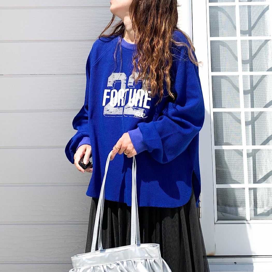 ワッフルボリュームトップス