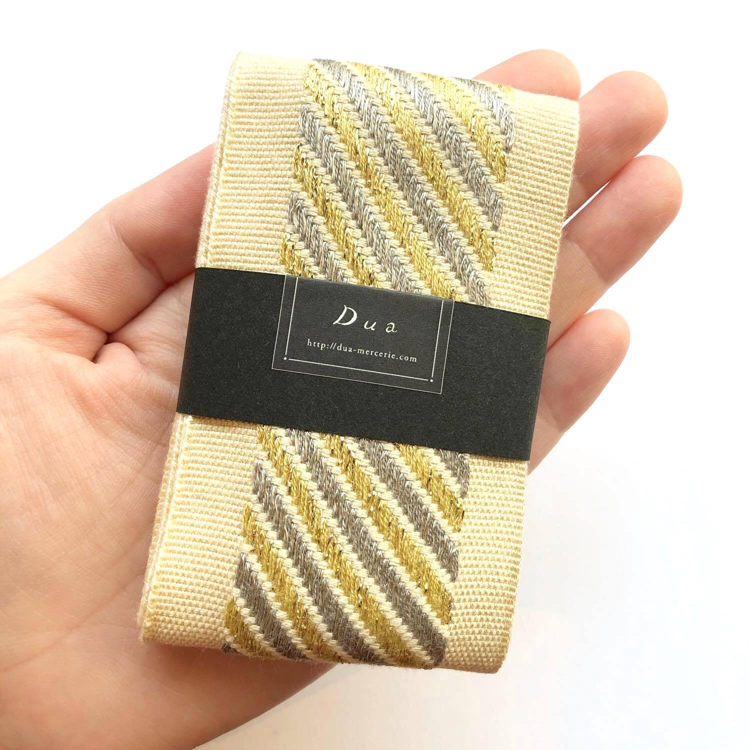 縞模様入り幅広織りリボン（1mカット） | Dua-アクセサリーパーツショップ