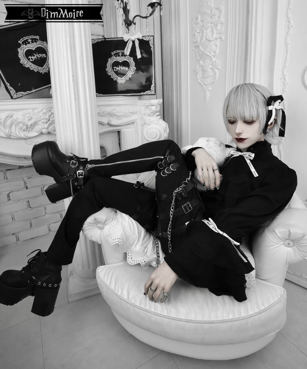 完売 DimMoire ディムモアール おめかし 2way ブラウス 白ホワイト