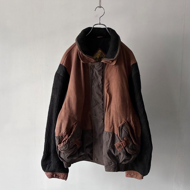 -Hobson of Copenhagen- 3tone design  leather switching jacket