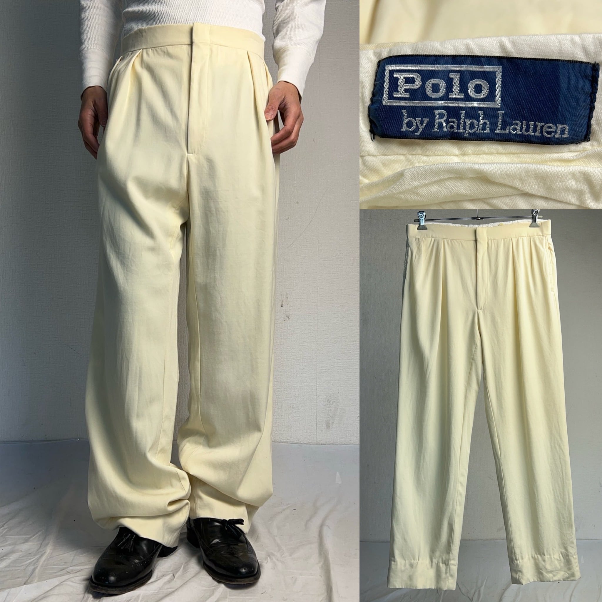 90's Polo by Ralph Lauren IN-TUCK Wool Gabardine Slacks W35 90年代