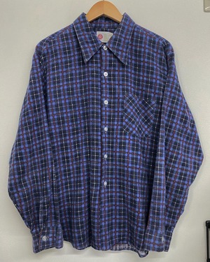 70sVintage Sears Cotton Flannel Print Check Shirt/L